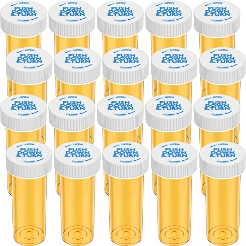 Urekt Empty Plastic Medicine Pill Bottles with Child Resistant Caps, 6 Dram Small Prescription Medicine Containers Travel Pill Vials Clear Pill Case Organizers (20 Pack) - Image 1