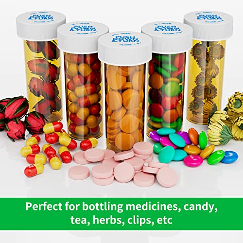 Urekt Empty Plastic Medicine Pill Bottles with Child Resistant Caps, 6 Dram Small Prescription Medicine Containers Travel Pill Vials Clear Pill Case Organizers (20 Pack) - Image 2