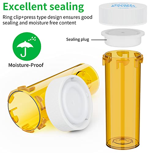 Urekt Empty Plastic Medicine Pill Bottles with Child Resistant Caps, 6 Dram Small Prescription Medicine Containers Travel Pill Vials Clear Pill Case Organizers (20 Pack) - Image 4
