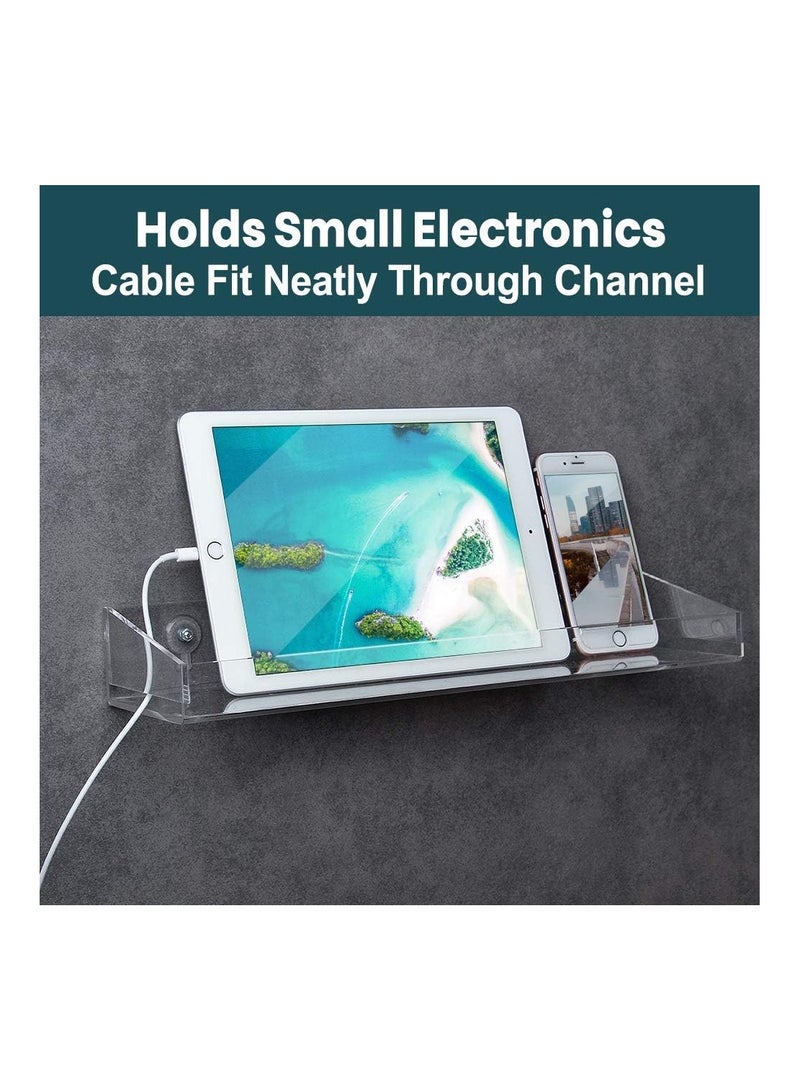 Eworld Clear Acrylic Floating Wall Display Shelves: Non-Drilling, Thick, and Waterproof Bathroom Storage Solution with Baffle and Drainage Hole for Secure and Dry Display. - Image 4