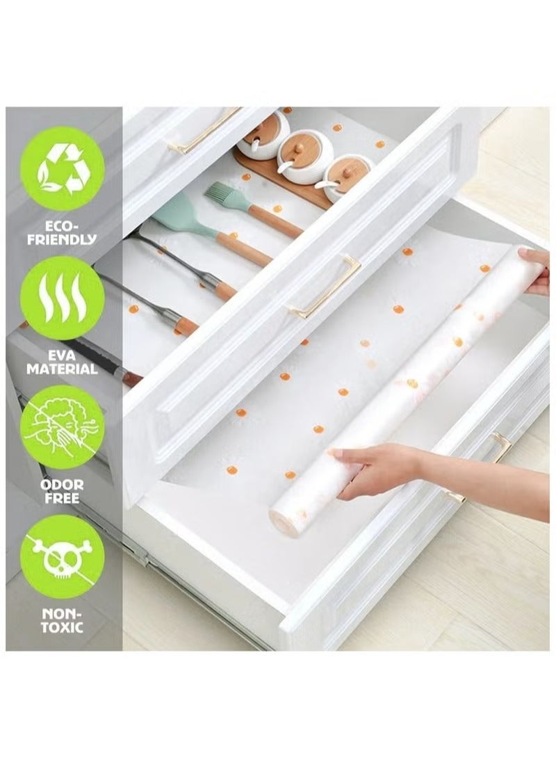 رول مفرش سيليكون لرفوف و أدراج المطبخ و الدواليب والمكاتب قابل للغسيل بخامة عالية الجودة بمقاس 45سم *500 سم متعدد الالوان والاشكال - Image 1