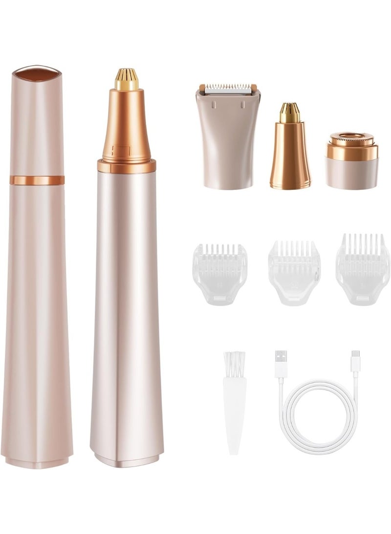 عام ماكينة كهربائية لتشذيب الحواجب، جهاز 3 في 1 لإزالة شعر الوجه للنساء، ماكينة حلاقة شعر قابلة لإعادة الشحن ومضادة للماء، مناسبة للاستخدام على الوجه، الحواجب، الساقين، منطقة البكيني، والأنف. ماكينة حلاقة وجه خالية من الألم مع إمكانية نتف الشعر، مزودة بـ 3 مشطات توجيهية. - Image 1