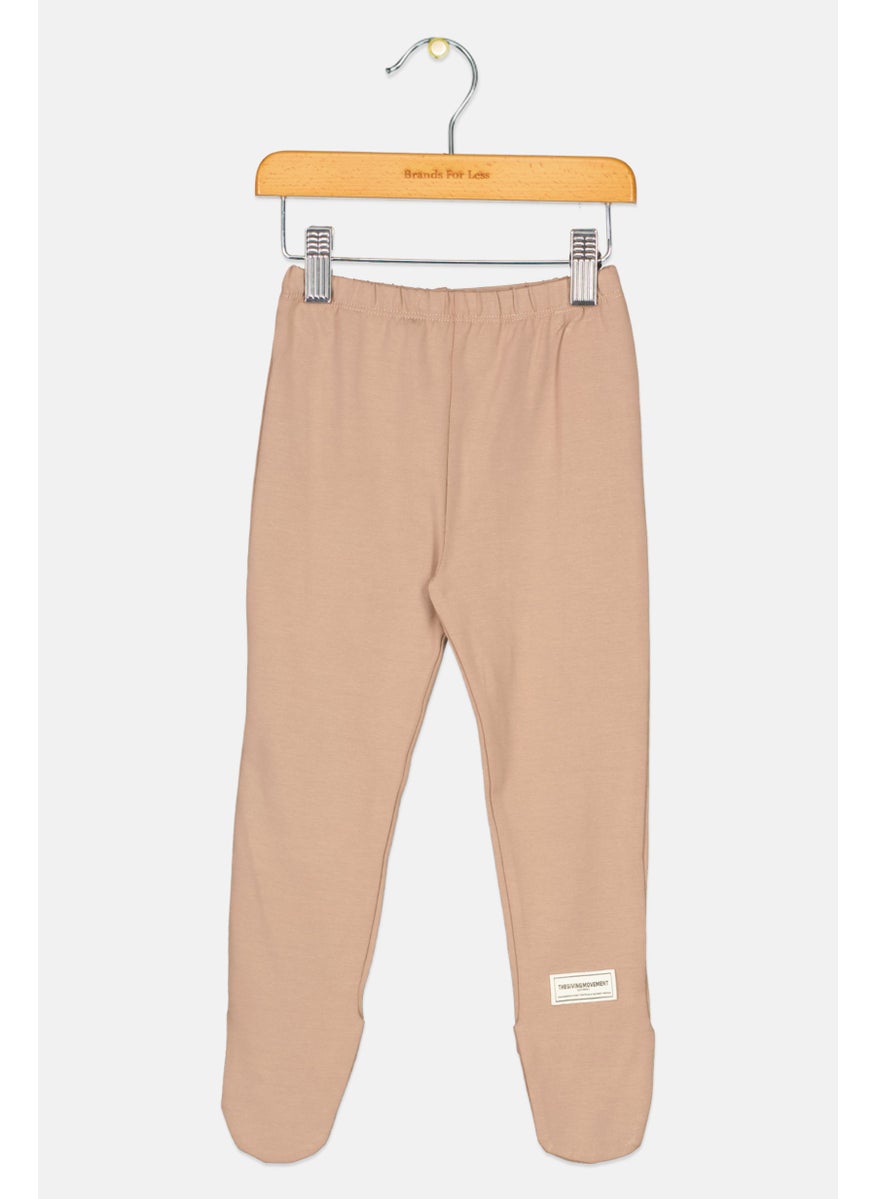 The Giving Movement - Toddlers Boy Solid Pull On Footed Pants, Light Taupe - Image 1