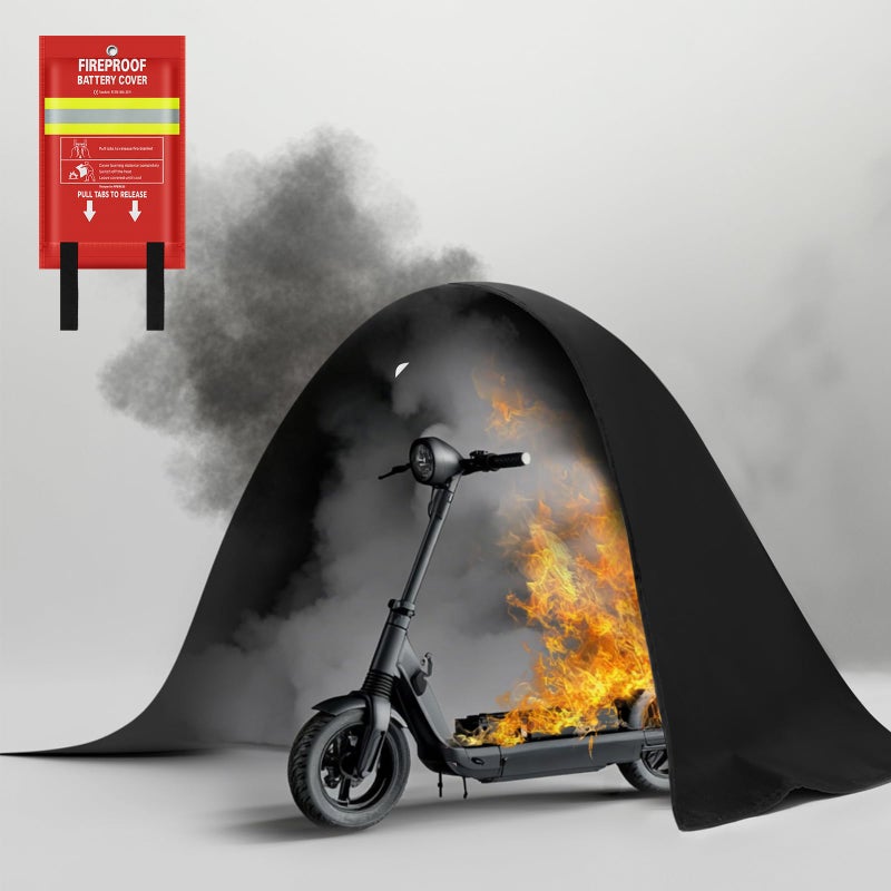 FIREWESS Lipo Battery Fireproof Cover Battery Safe Blanket for Ebike and Escooter Storage,Charging and Discharging, EV Fire Blanket for Lithium Battery (40x50 inch) - Image 4
