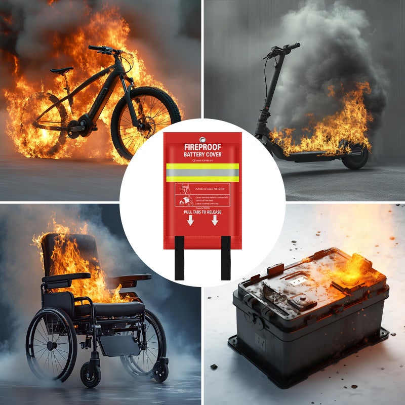 FIREWESS Lipo Battery Fireproof Cover Battery Safe Blanket for Ebike and Escooter Storage,Charging and Discharging, EV Fire Blanket for Lithium Battery (40x50 inch) - Image 3