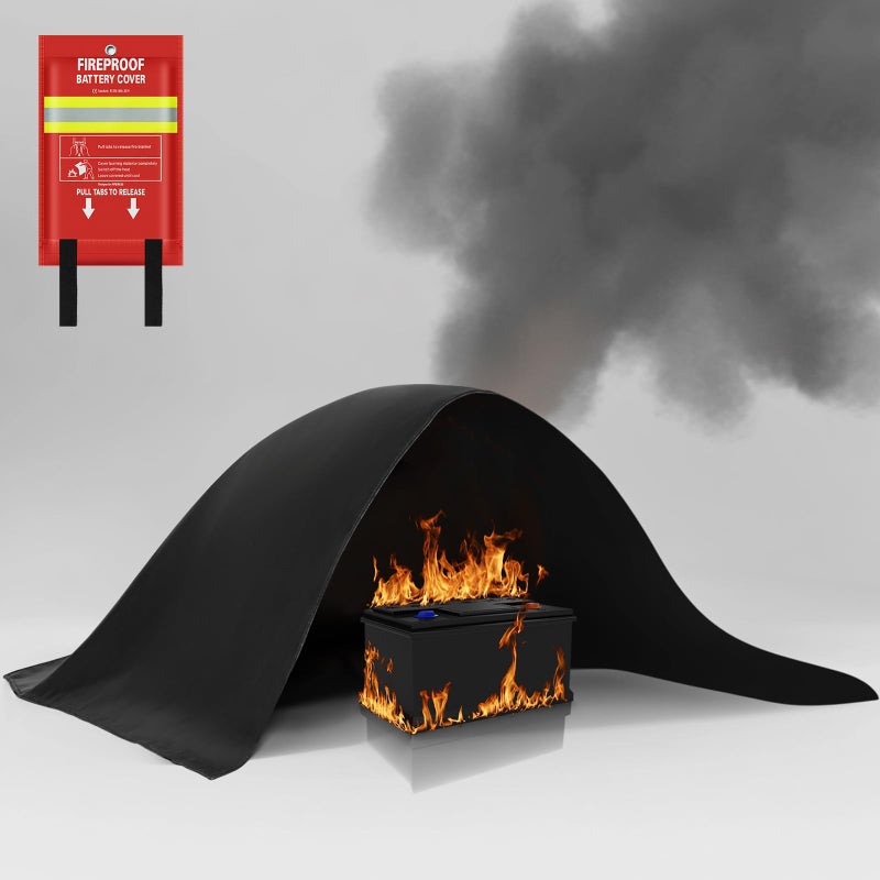 FIREWESS Lipo Battery Fireproof Cover Battery Safe Blanket for Ebike and Escooter Storage,Charging and Discharging, EV Fire Blanket for Lithium Battery (40x50 inch) - Image 1