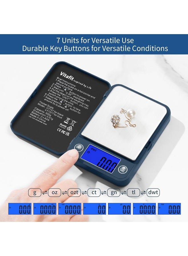 Vitafit 500g Digital Pocket Scale,High Accuracy Assured by Scale Professional Factory Since 2001, Gram Scale 0.01g for Multifunction: Lab,Food, Kitchen,Coffee,Jewelry; Blue - Image 5