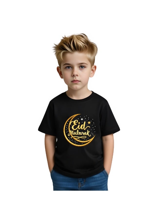 برينت شوب فور مي تي شيرت رمضان مبارك قطني للأولاد - تي شيرت برقبة دائرية وأكمام قصيرة للأولاد - هدية رمضان للأولاد - Image 1
