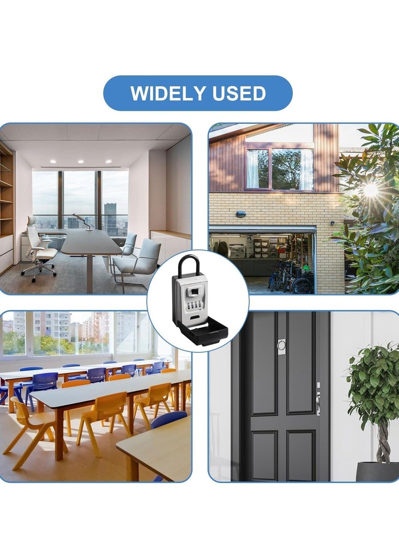 SYOSI صندوق قفل المفاتيح مع حلقة إضاءة LED، صندوق قفل المفاتيح مثبت على الحائط مع تركيبة مكونة من 4 أرقام، تخزين مفاتيح من سبائك الزنك مع غطاء مقاوم للعوامل الجوية، خزانة قفل المفاتيح للمنزل وال garage والمكتب والمدرسة  - Image 5