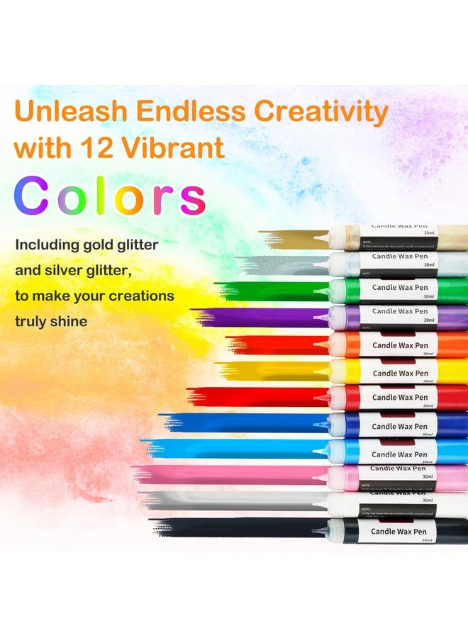 VVF Candle Wax Pen Set for White Candle Painting, 12-Color for DIY Candle Making, Candle Pen Create Your Own Colorful Candle, Halloween Deacoraing Candles Crafts Making Wedding Birthday Party Centerpiece - Image 3