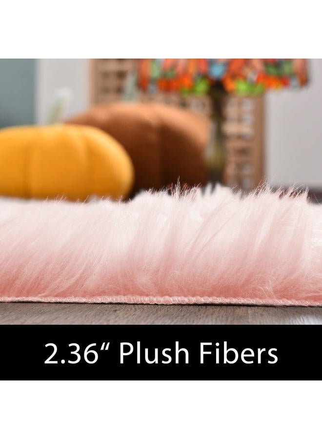 Latepis 3x4 Area Rug, Faux Fur Sheepskin Rug for Living Room, Fuzzy Rugs for Teen Girls Bedroom, Luxury Room Decor, Fluffy Pink Rug, Rectangle - Image 2
