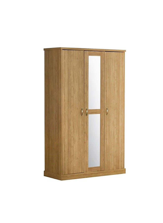 DANUBE HOME Zirco 3 Door Wardrobe Extra Sturdy Closet Clothes Storage Cupboard Modern Design Space Saving Swing Door Cabinet For Bedroom L 120x58x210 Cm Brown Oak  - Image 2