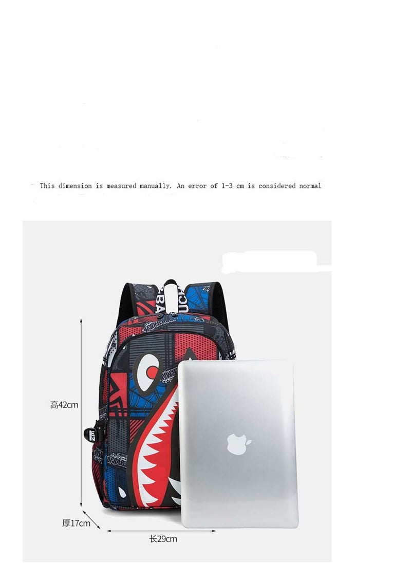 Taiahiro Oxford cloth Shark schoolbag, large-capacity schoolbag for primary and secondary school students, backpack with personality and simplicity.  - Image 2
