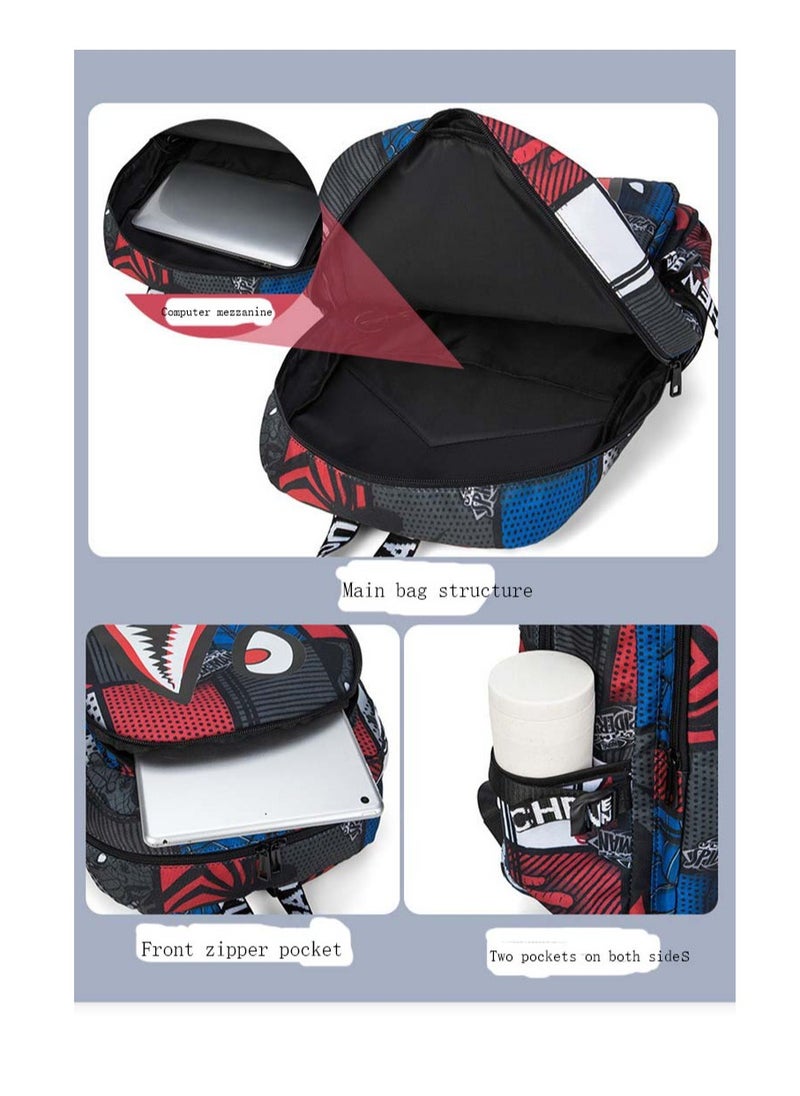 Taiahiro Oxford cloth Shark schoolbag, large-capacity schoolbag for primary and secondary school students, backpack with personality and simplicity.  - Image 3