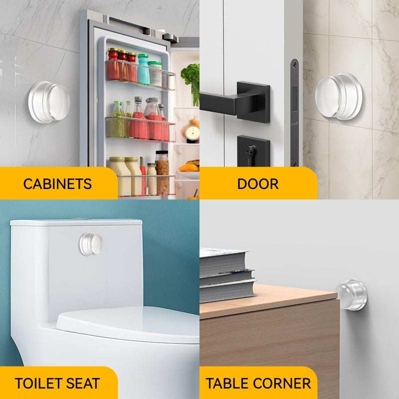 Jedroc Upgraded Door Bumper 1.5" Clear Silicone | Self-Adhesive Door Knob Wall Protector |Large Rubber Door Stops for Wall Protection & Noise Reduction | 1 Pack - Image 4