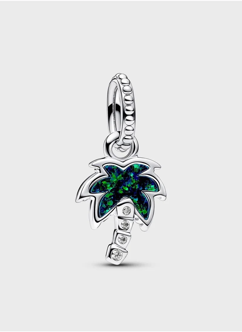 باندورا Opalescent Green Palm Tree Dangle Charm