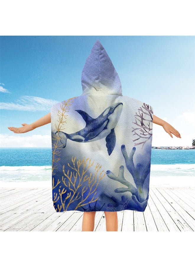 NIBEMINENT Kids Hooded Towel Cape - Microfiber Swim & Beach Bathrobe, Super Absorbent & Quick-Dry Towel for Children (60x60cm)  - Image 1