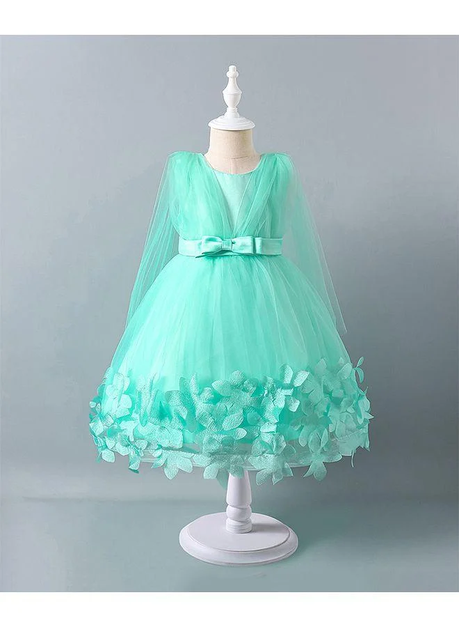 Mark & Mia Mark & Mia Floral 3D Applique Embellished Bow Detailed Full Sleeves Party Dress - Sea Green