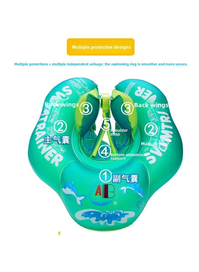 Generic Baby Swimming Ring Children's Lying Ring Floating Ring Bold And High Airbag Anti-flip Baby Underarm Ring-Inner Diameter After Inflation:Upgraded Green Small Size (tail Detachable) - Image 5