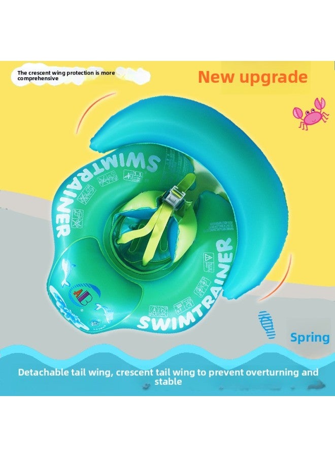 Generic Baby Swimming Ring Children's Lying Ring Floating Ring Bold And High Airbag Anti-flip Baby Underarm Ring-Inner Diameter After Inflation:Upgraded Green Small Size (tail Detachable) - Image 1