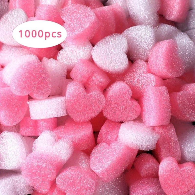 1000 خرزة فوم صغيرة على شكل قلب باللون الوردي والأبيض لتزيين علب الهدايا والحرف اليدوية وحفلات الزفاف - Image 1