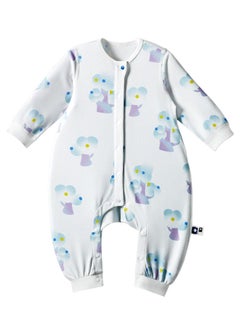 Babycare Babycare - Baby Sleep and Play Footed Onesie, Bubble Tree, Blue, 6–9 Months, Soft Cotton, BPA-Free, Non-Toxic, Snap Closure, Breathable Fabric, Gentle on Skin, Cozy Fit, Ideal for Sleeping and Playing  - Image 1