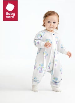 Babycare Babycare - Baby Sleep and Play Footed Onesie, Bubble Tree, Blue, 6–9 Months, Soft Cotton, BPA-Free, Non-Toxic, Snap Closure, Breathable Fabric, Gentle on Skin, Cozy Fit, Ideal for Sleeping and Playing  - Image 2