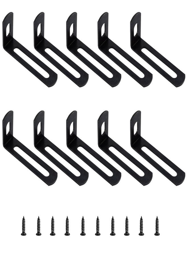 AUXBC 2"x1"x0.5"Adjustable Right Angle Brackets Metal L Bracket Heavy Duty 90 Degree Corner Fastener L-Shape Corner Brace Support Black Shelf Bracket , 10Pcs - Image 1