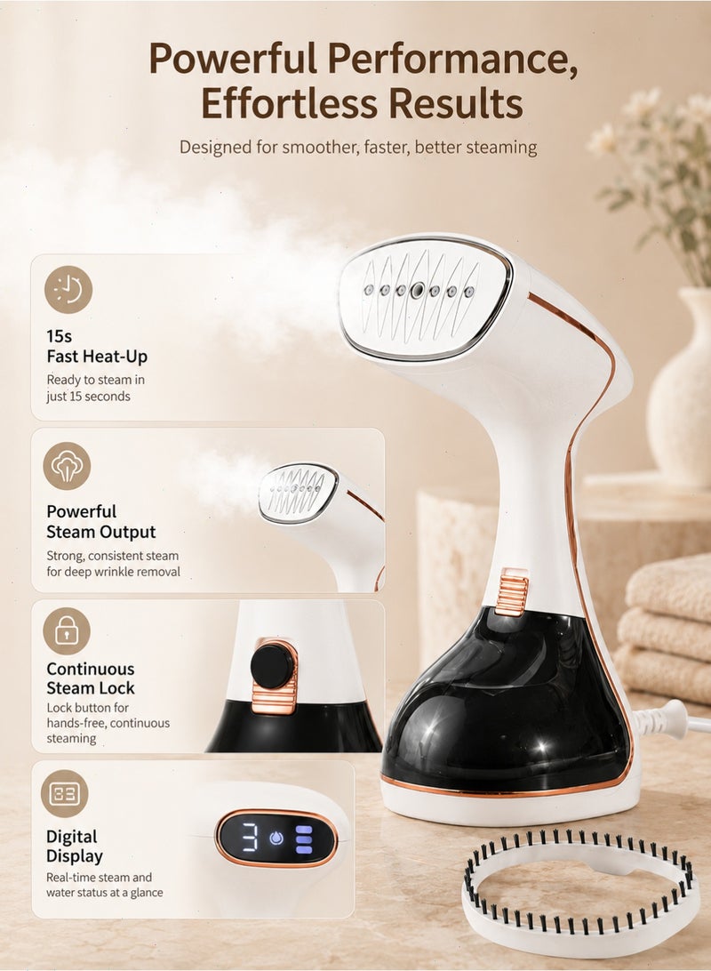 Pomefar Handheld Garment Steamer,Portable Clothes Steamer with Wrinkle Removal Fabric Brush for Home, Travel - Image 3
