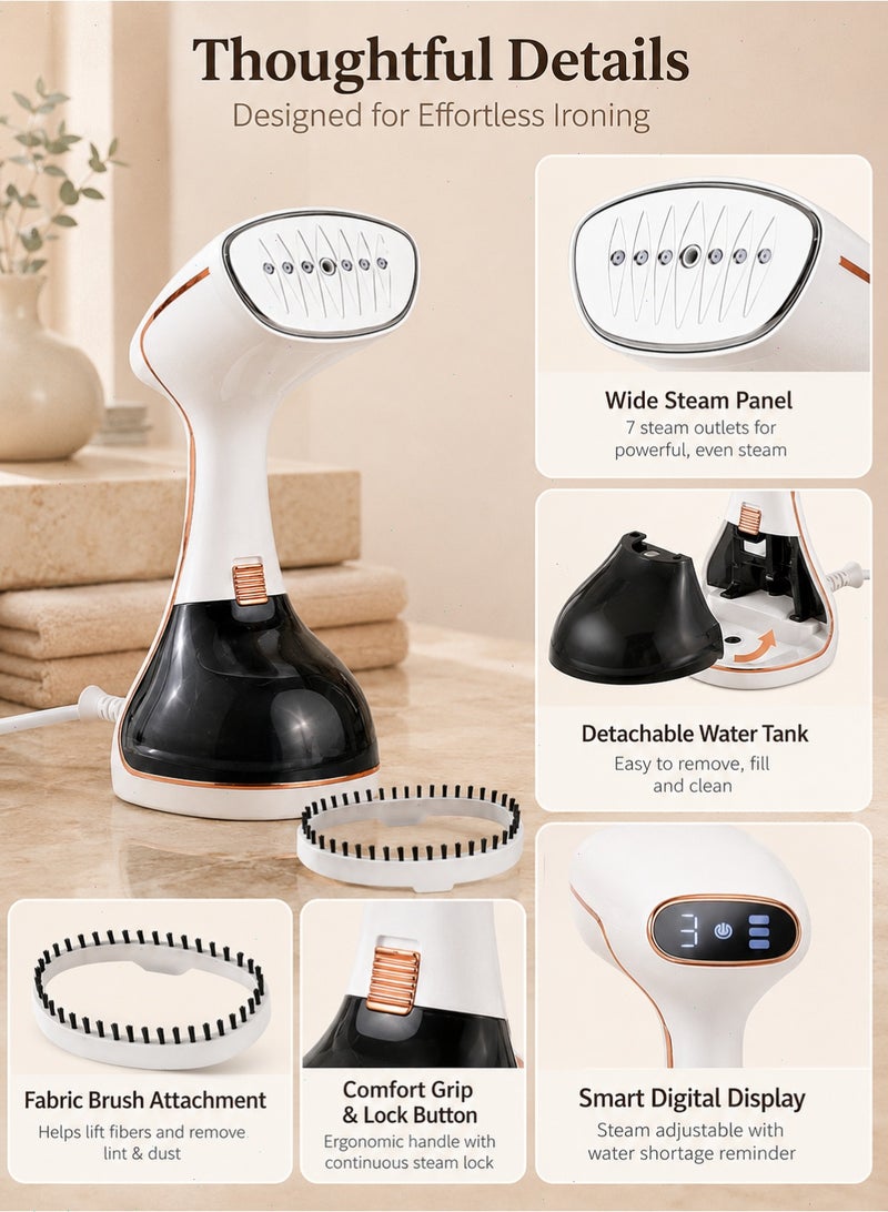Pomefar Handheld Garment Steamer,Portable Clothes Steamer with Wrinkle Removal Fabric Brush for Home, Travel - Image 4