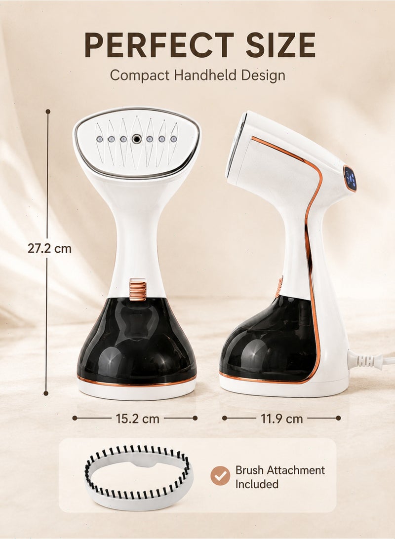 Pomefar Handheld Garment Steamer,Portable Clothes Steamer with Wrinkle Removal Fabric Brush for Home, Travel - Image 2