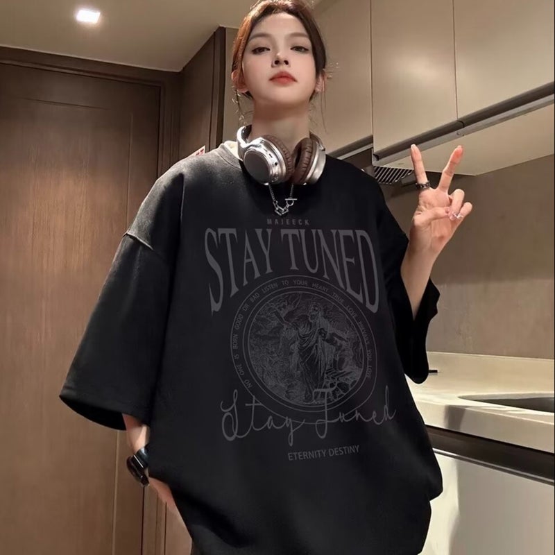 Suede Short-Sleeved T-Shirt Men'S Summer American-Style High-Street Hiphop Heavy-Weight Loose Half-Sleeved T-Shirt 1 - Image 2