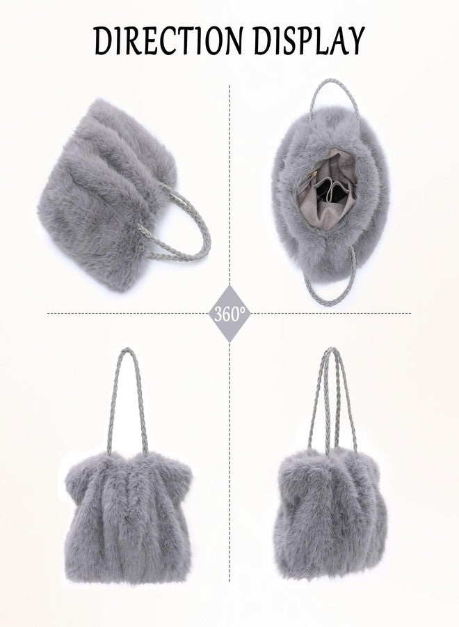 Fecialy Women Furry Handbag Winter Fluffy Tote Bags Fuzzy Crossbody Shoulder Bag Faux Fur Purse - Image 5