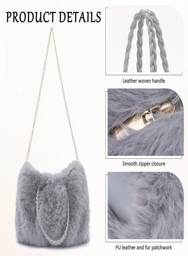 Fecialy Women Furry Handbag Winter Fluffy Tote Bags Fuzzy Crossbody Shoulder Bag Faux Fur Purse - Image 4