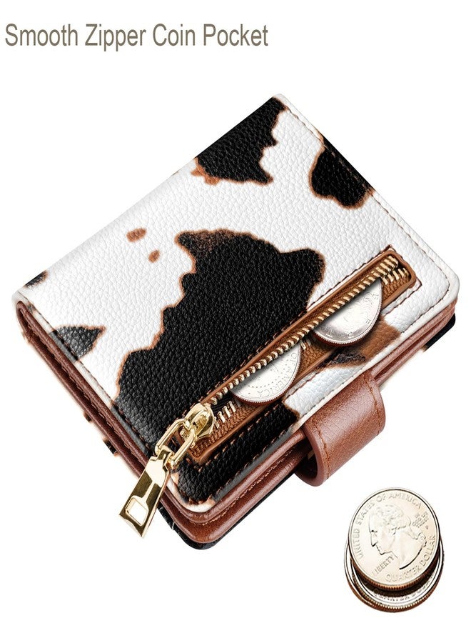 Simikol Slim Bifold Wallet RFID Credit Card Wallet Small Cute Card Holder for Women, Brown Cow - Image 4
