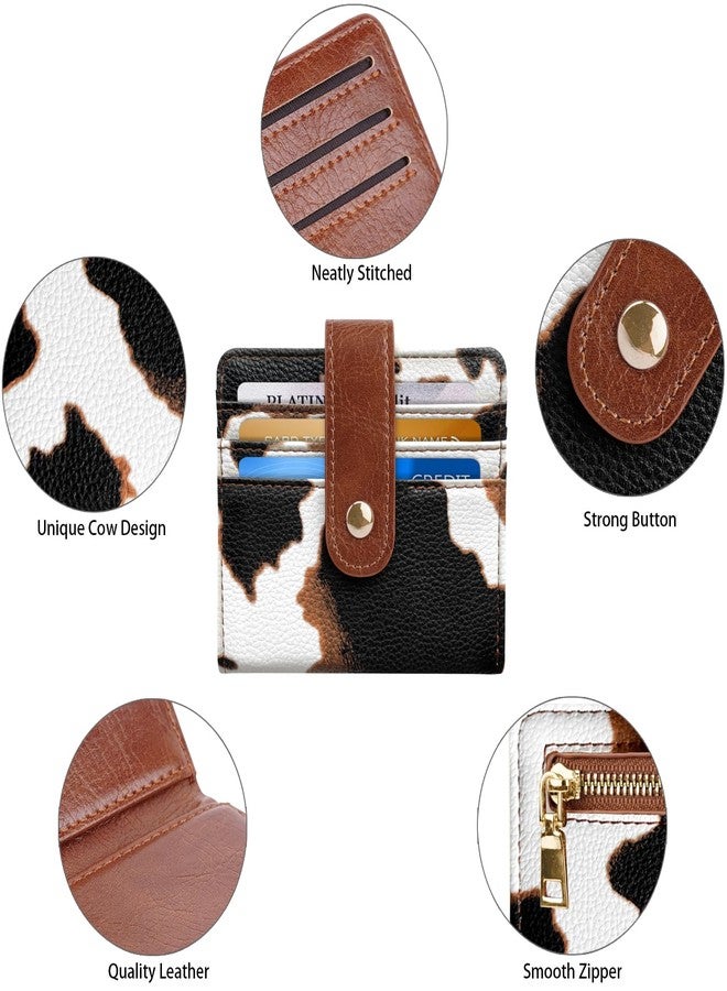 Simikol Slim Bifold Wallet RFID Credit Card Wallet Small Cute Card Holder for Women, Brown Cow - Image 5