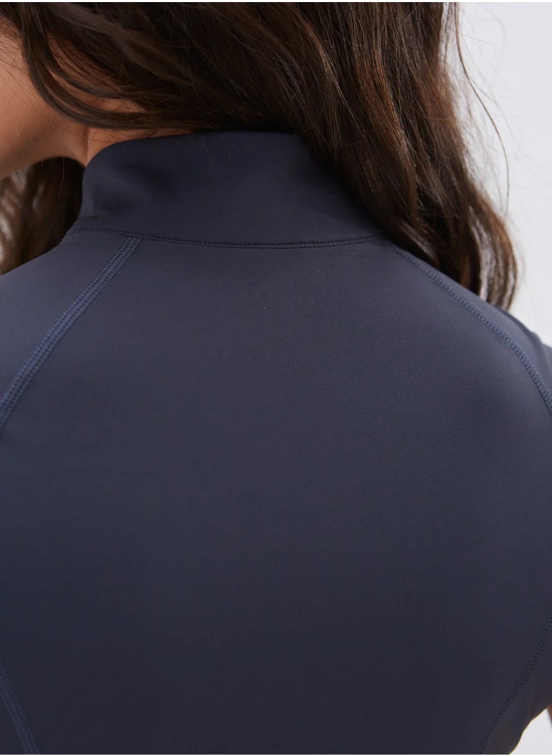 Vicino Vicino Women's Tracksuit - Full Zip Short Sleeve Jacket with High Waisted Pants in Navy  - Image 5