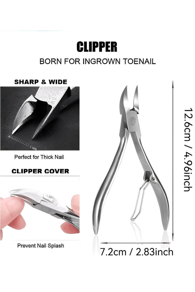 21-قطعة أظافر القدم المقاطع مجموعة - مجموعة إزالة أظافر القدم، الثقيلة مع الانتهاء الفضي - Image 2