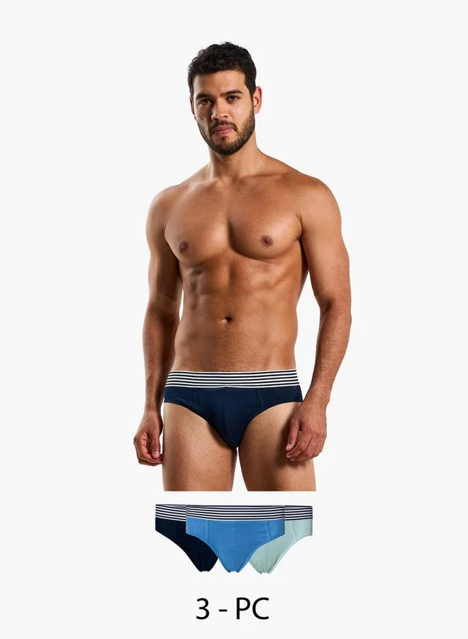 Splash FAV Men Striped Waistband Cotton Briefs - Pack of 3
