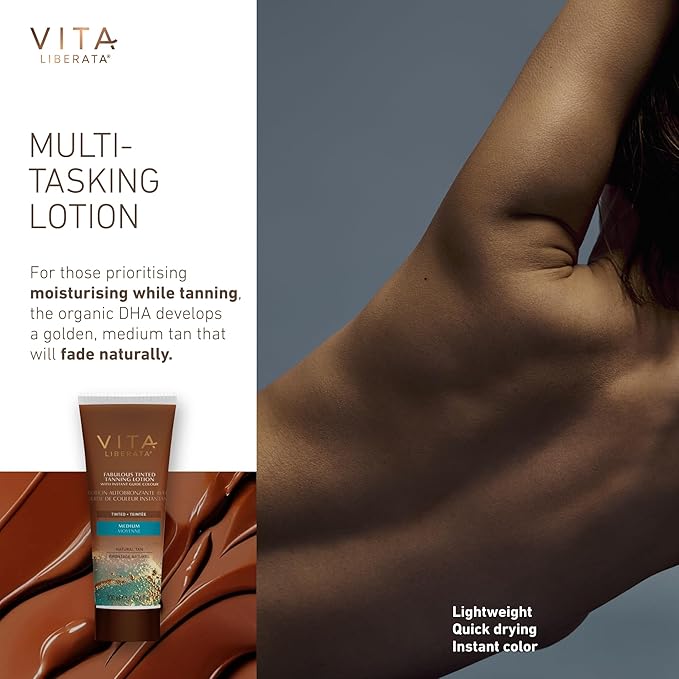 VITA LIBERATA Tinted Tan Lotion Medium 200ml Mitt Bundle Hydrating Tanning Lotion SunKissed Tan Designed for Face Body Use Tinted Lasting Tan Streak Free Blend - Image 3