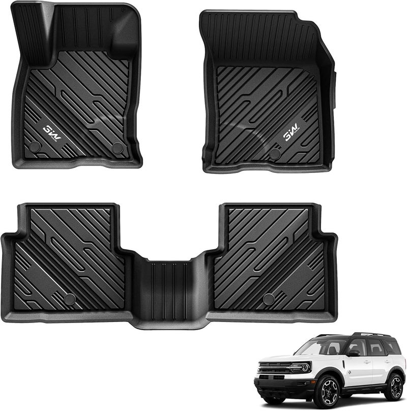 3W Floor Mats Fit for Ford Bronco Sport 2021 2022 2023 2024 2025 All Weather TPE Car Accessories Custom Fit Full Set Ford Bronco Sport Car Mats (Not for Bronco & Rubberized Floor & Outer Banks) - Image 1
