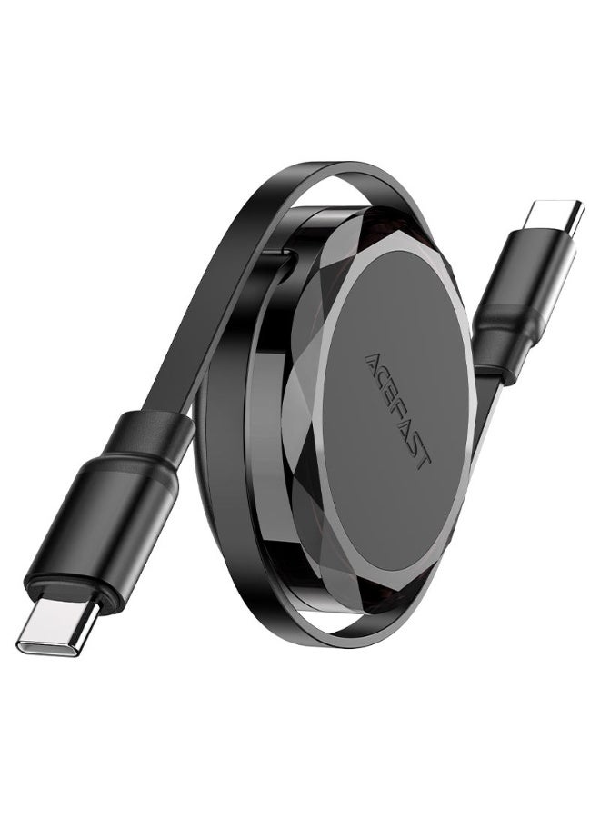 أسيفاست كابل شحن وبيانات C13-03 USB-C إلى USB-C، كابل شحن سريع PD بقوة 60 وات، 0.8 متر من سبائك الألومنيوم وTPE، معتمد - أسود - Image 1