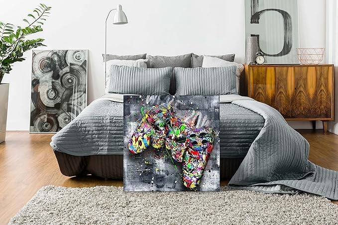 اي ار اس لوحة فنية تجريدية مطبوعة على قماش مؤطر من ARS، مستوحاة من فن الجرافيتي الجداري - لوحة قماشية كبيرة مناسبة لتزيين غرفة المراهقين - Image 4