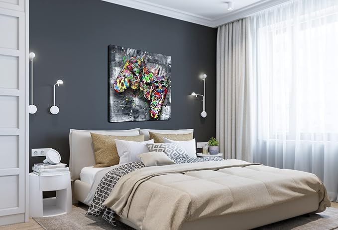 اي ار اس لوحة فنية تجريدية مطبوعة على قماش مؤطر من ARS، مستوحاة من فن الجرافيتي الجداري - لوحة قماشية كبيرة مناسبة لتزيين غرفة المراهقين - Image 5