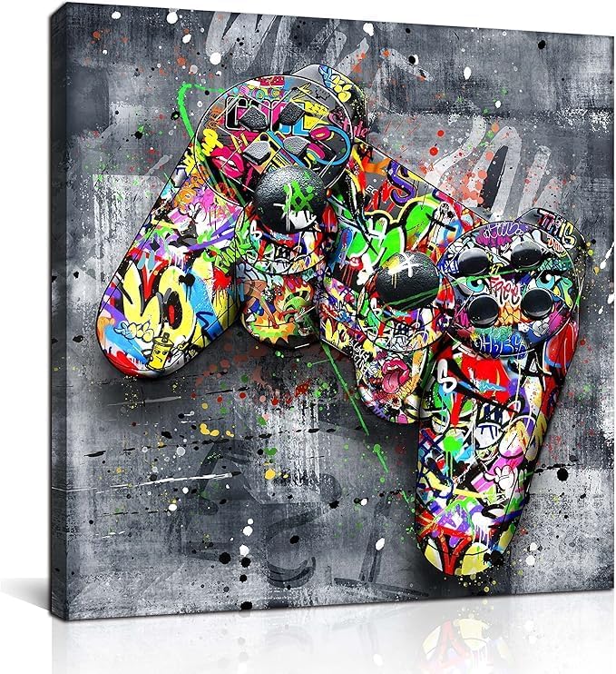 اي ار اس لوحة فنية تجريدية مطبوعة على قماش مؤطر من ARS، مستوحاة من فن الجرافيتي الجداري - لوحة قماشية كبيرة مناسبة لتزيين غرفة المراهقين - Image 1