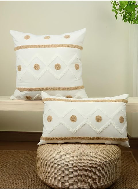 One Piece Of Embroidered Cotton Cushion Cover with Bohemian Embroidered And Furry Patterns Soft And Elegant And Modern Feeling Without Filling