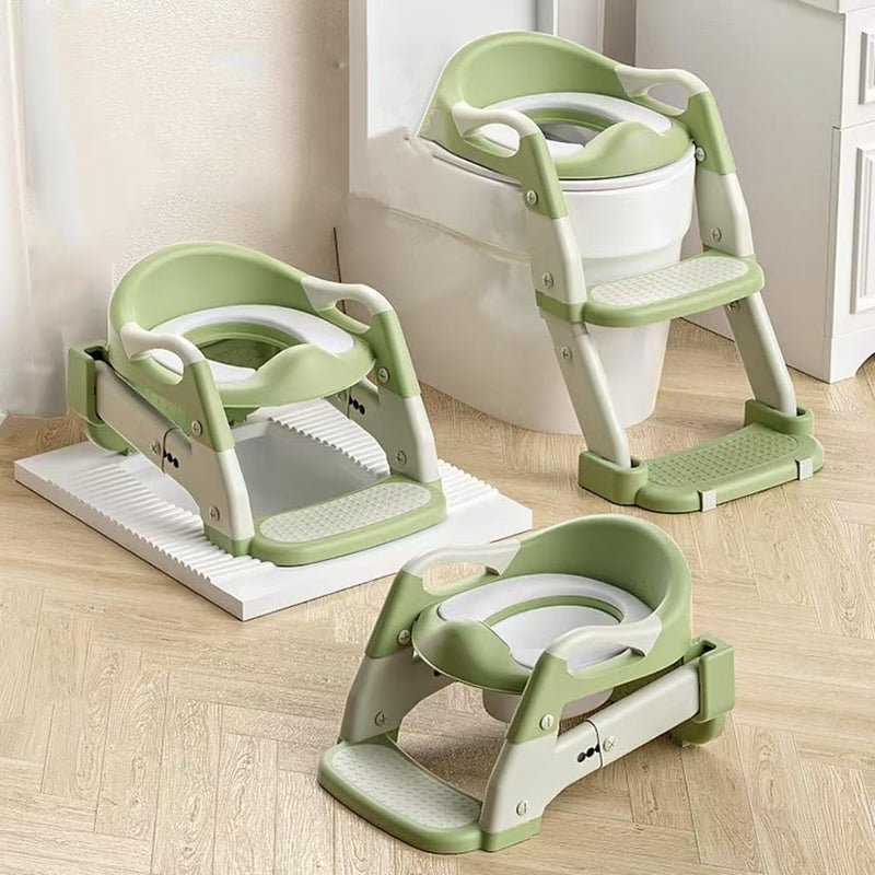Ssonlun 3-in-1 Baby Potty Training Seat with Step Stool Ladder - Green - Image 1