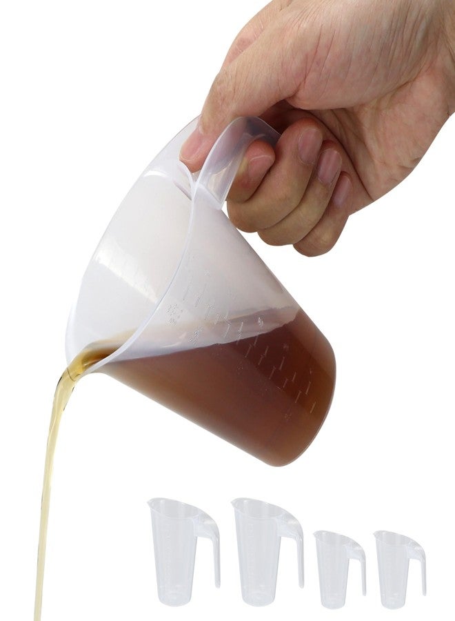 EIKS Plastic Measuring Pitcher Cups with Spout and Measurement Scale for Kitchen Baking, Cooking, Mixing & Measuring (300ml * 2 + 1000ml * 2) - Image 1