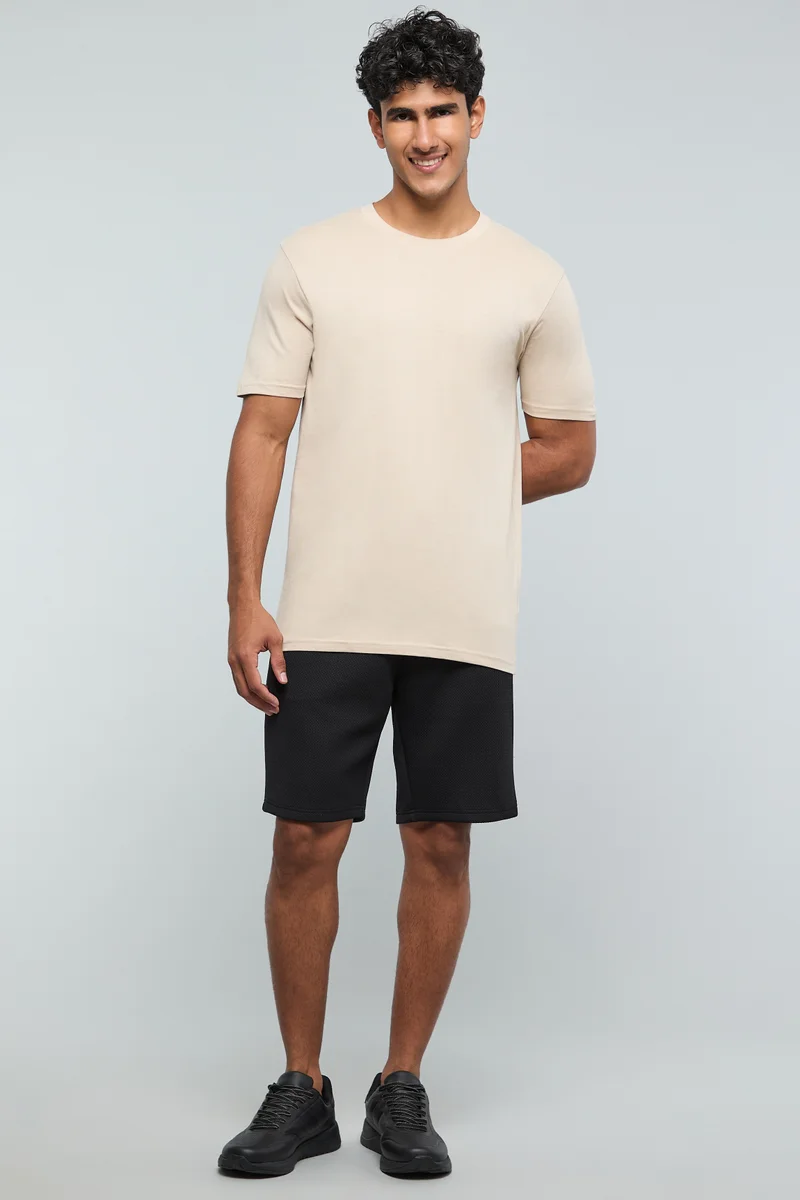 R&B Solid T-Shirt with Crew Neck and Short Sleeves