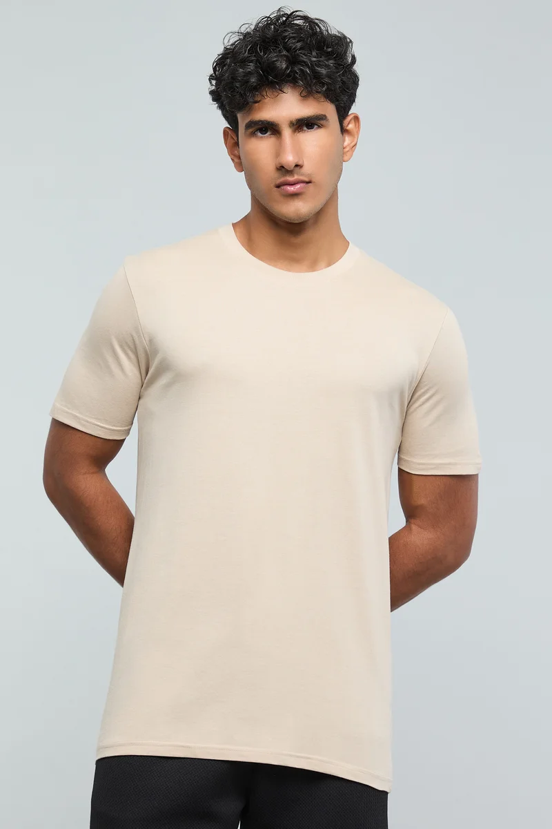 R&B Solid T-Shirt with Crew Neck and Short Sleeves